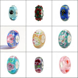 925 Silver 3D Flowers Glass Charm Beads for European Bracelet