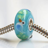 925 Silver 3D Little Bird Glass Charm Bead for European Bracelet