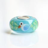 925 Silver 3D Little Bird Glass Charm Bead for European Bracelet