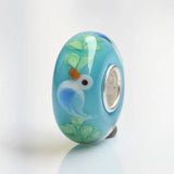 925 Silver 3D Little Bird Glass Charm Bead for European Bracelet