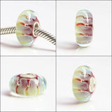 925 Sterling Silver Large Hole 3D Flowers Heart Glass Beads