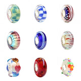 925 Sterling Silver Large Hole 3D Flowers Heart Glass Beads