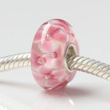 925 Silver 3D Flowers Line Glass Charm Beads For Bracelet