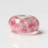 925 Silver 3D Flowers Line Glass Charm Beads For Bracelet