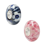 925 Silver 3D Flowers Line Glass Charm Beads For Bracelet