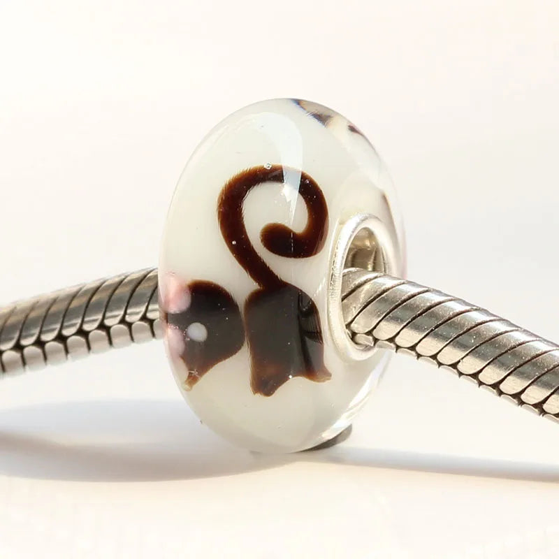 925 Silver Colorful 3D Squirrel Charm Glass Beads for Bracelet