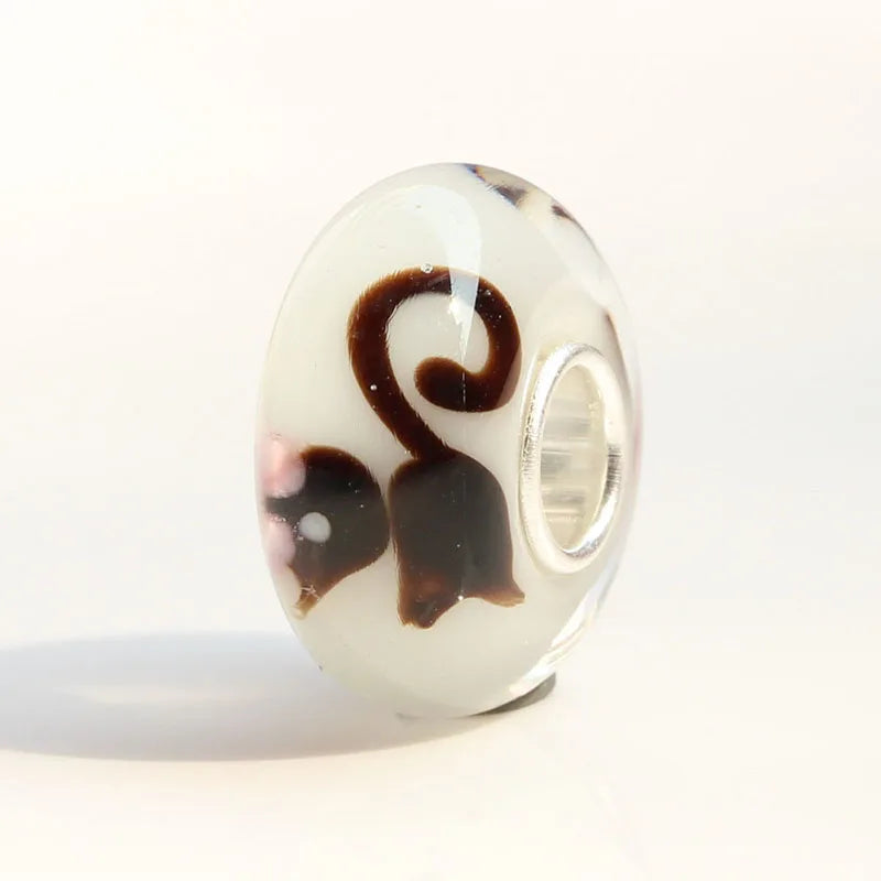925 Silver Colorful 3D Squirrel Charm Glass Beads for Bracelet