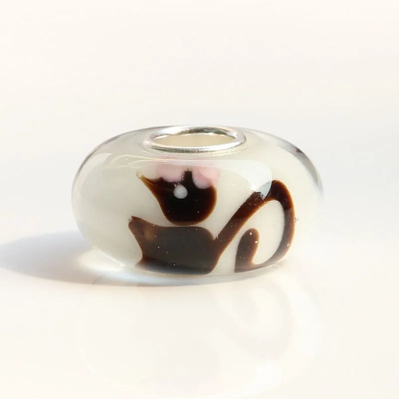 925 Silver Colorful 3D Squirrel Charm Glass Beads for Bracelet