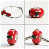 925 Silver Christmas Charm Glass Beads Fit European Bracelet