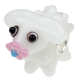 925 Sterling Silver Large Hole 3D Dog Glass Bead for Bracelet