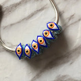 925 Sterling Silver 3D Angel Eye Glass Charm Bead for Bracelet