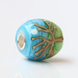 925 Silver Colorful Flowers & Tree Glass Charm Beads