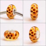 925 Silver Colorful 3D Flowers Charm Glass Beads European Bracelet Jewelry