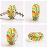 925 Silver Colorful 3D Flowers Charm Glass Beads European Bracelet Jewelry