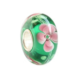 925 Sterling Silver Colorful 3D Flowers Charm Glass Beads Fit European Bracelet
