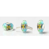 925 Silver Colorful 3D Flowers Glass Beads for European Bracelet
