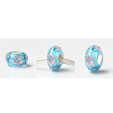 925 Silver Colorful 3D Flowers Glass Beads for European Bracelet