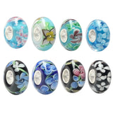 925 Silver Colorful 3D Flowers Glass Beads for European Bracelet