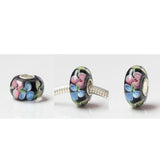 925 Silver Colorful 3D Flowers Glass Beads for European Bracelet
