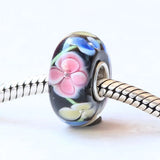 925 Silver 3D Flowers Glass Charm Beads for Bracelet