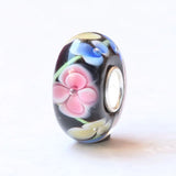925 Silver 3D Flowers Glass Charm Beads for Bracelet