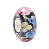 925 Silver 3D Flowers Glass Charm Beads for Bracelet