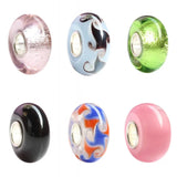 925 Silver Large Hole Colorful 3D Flowers Glass Beads for European Bracelet