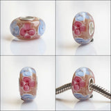 925 Silver Flowers Glass Charm Beads for Bracelet
