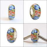 925 Silver Flowers Glass Charm Beads for Bracelet