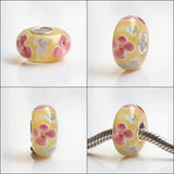 925 Silver Flowers Glass Charm Beads for Bracelet