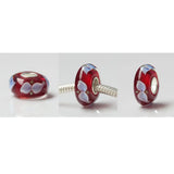 925 Silver 3D Flowers Petal Glass Charm Beads for Bracelet