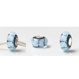 925 Silver 3D Flowers Petal Glass Charm Beads for Bracelet
