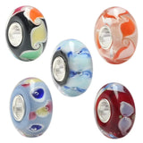 925 Silver 3D Flowers Petal Glass Charm Beads for Bracelet