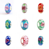 925 Silver Large Hole 3D Hand Flowers Charm Glass Beads European Bracelet