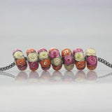 925 Silver Multicolor Rose Glass Charm Beads for European Bracelet