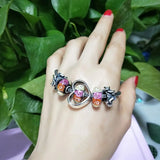 925 Silver Multicolor Rose Glass Charm Beads for European Bracelet