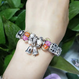 925 Silver Multicolor Rose Glass Charm Beads for European Bracelet