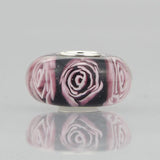 925 Silver Rose Glass Charm Bead Fit European Bracelet