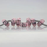 925 Silver Rose Glass Charm Bead Fit European Bracelet