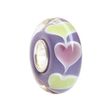 925 Silver 3D Heart Petals Charm Glass Beads for European Bracelet