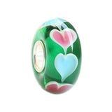 925 Silver 3D Heart Petals Charm Glass Beads for European Bracelet