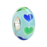 925 Silver 3D Heart Petals Charm Glass Beads for European Bracelet