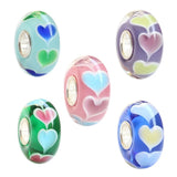 925 Silver 3D Heart Petals Charm Glass Beads for European Bracelet