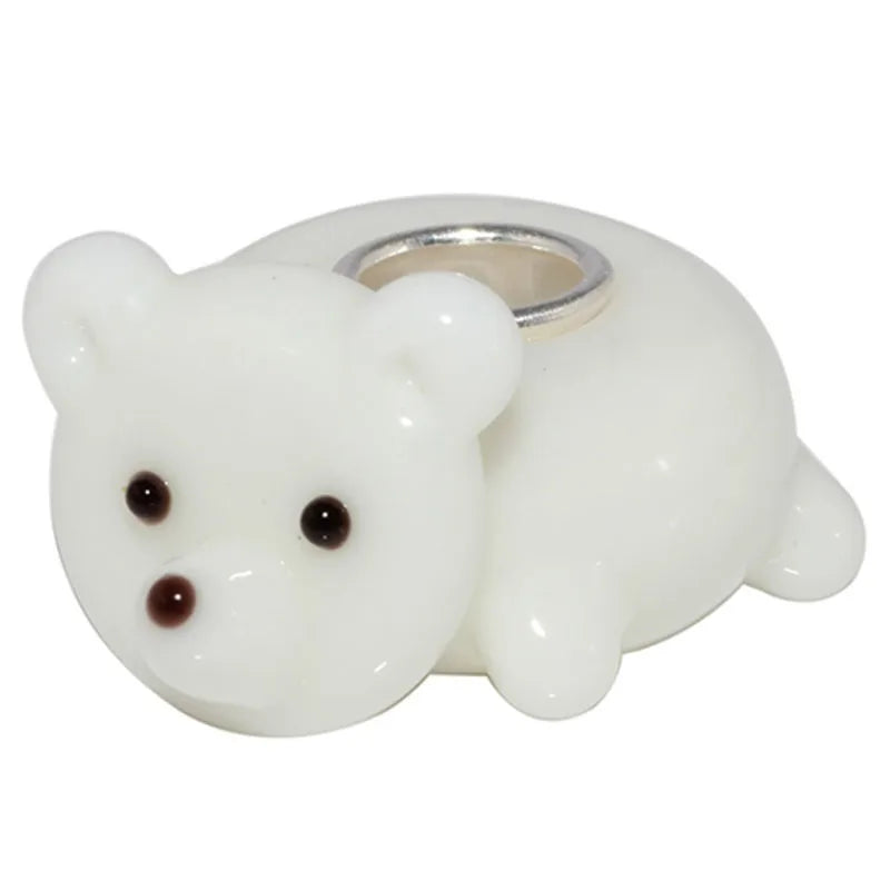 925 Silver Dog Charm Glass Beads for Bracelet