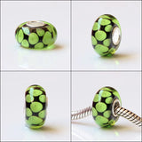 925 Silver 3D Flowers Petals Spot Glass Charm Bead European Bracelet