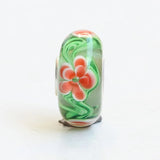 925 Sterling Silver 3D Plant Flowers Charm Glass Beads Fit European Bracelet