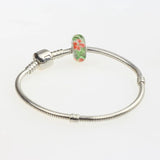 925 Sterling Silver 3D Plant Flowers Charm Glass Beads Fit European Bracelet