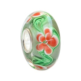 925 Sterling Silver 3D Plant Flowers Charm Glass Beads Fit European Bracelet