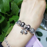 925 Silver Large Hole 3D Rose Foil Glass Charm Beads European Bracelet