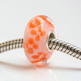 925 Sterling Silver Large Hole 3D Flowers Glass Beads